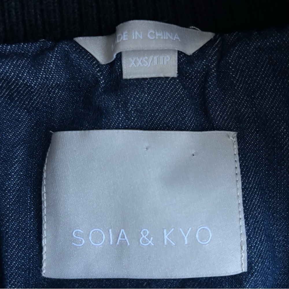 Soia & Kyo Reese Hooded Coat Jacket Blue Denim Coat Size XXS/2 Can Fits to Small - Picture 11 of 17